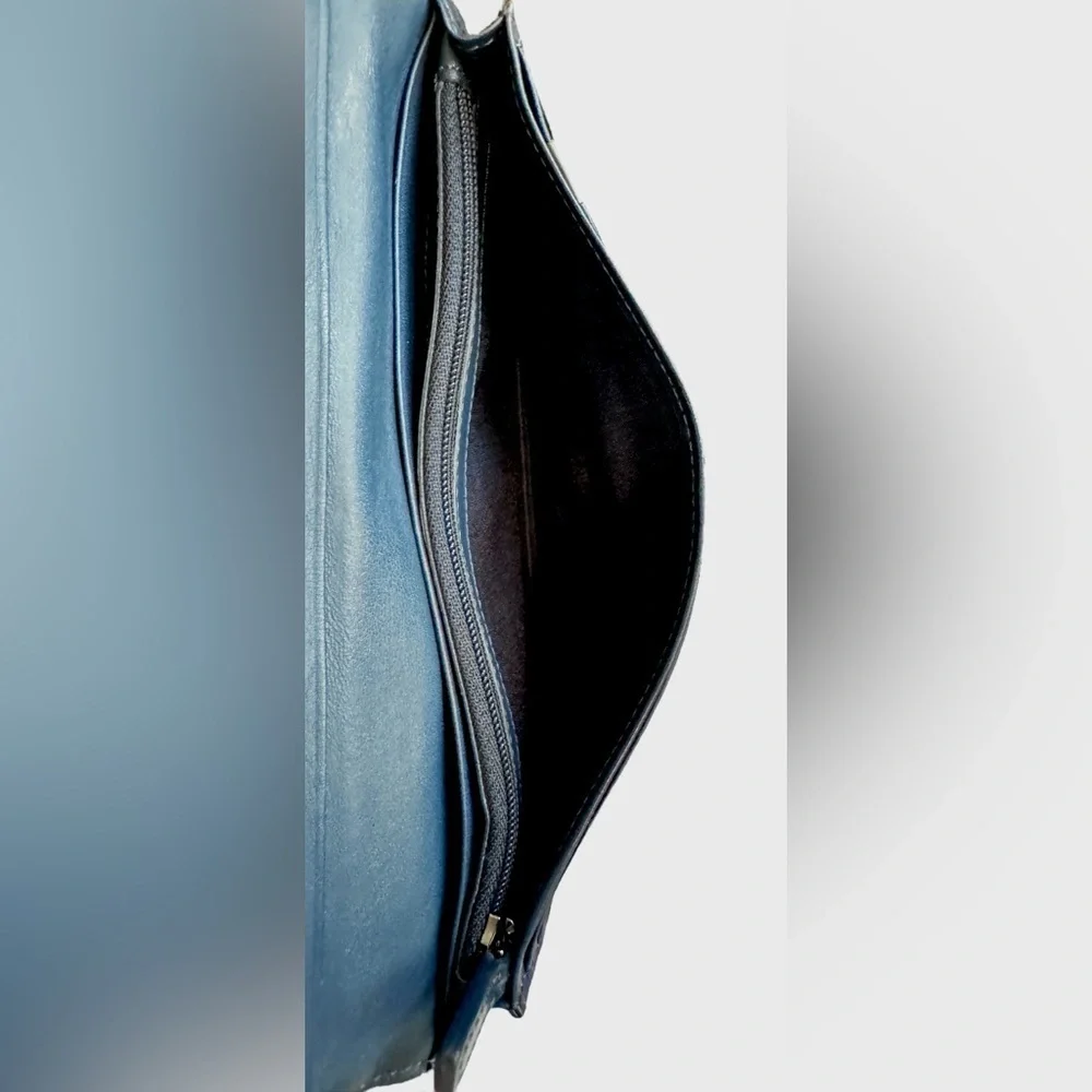 MCM Blue Embossed Bifold Long Wallet